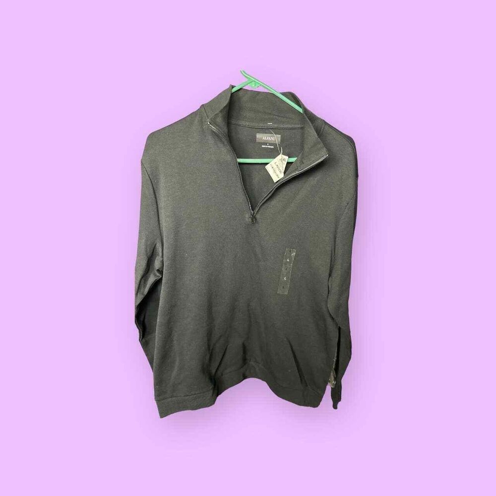 Alfani Black 3/4 Zip Men's Pullover Collared Minimalist Athlesisure NWT Size Lar